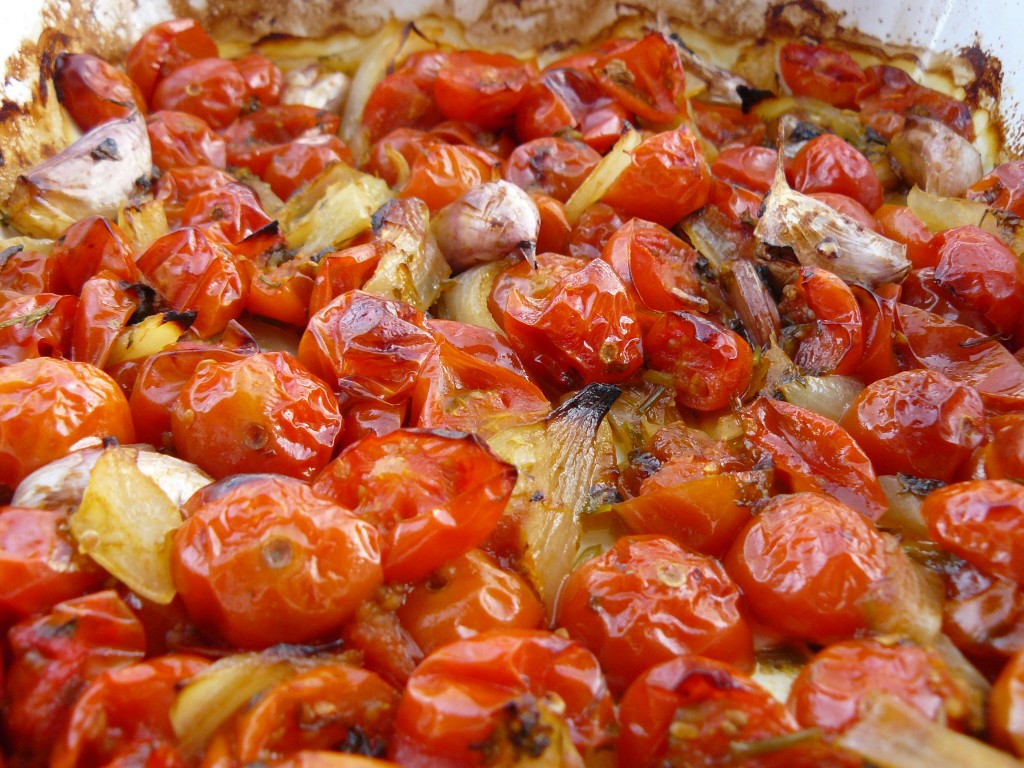 Slow Roasted Tomatoes with Chilli and Garlic