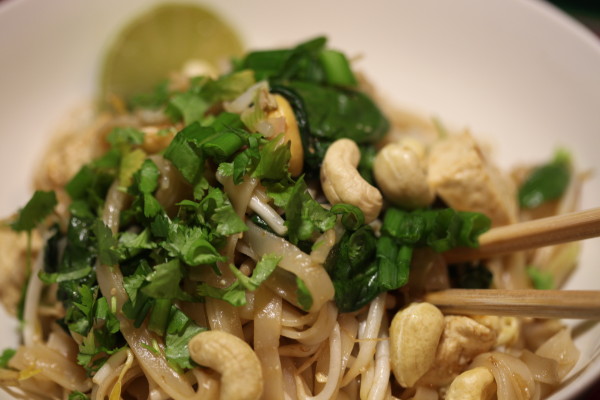 tofu and cashew pad thai for carb loading