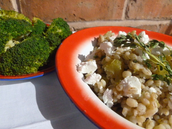 leek and celery barlotto with lemon thyme