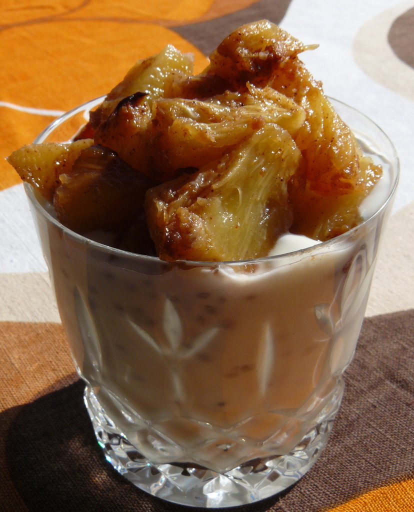chia seed and roasted pineapple dessert