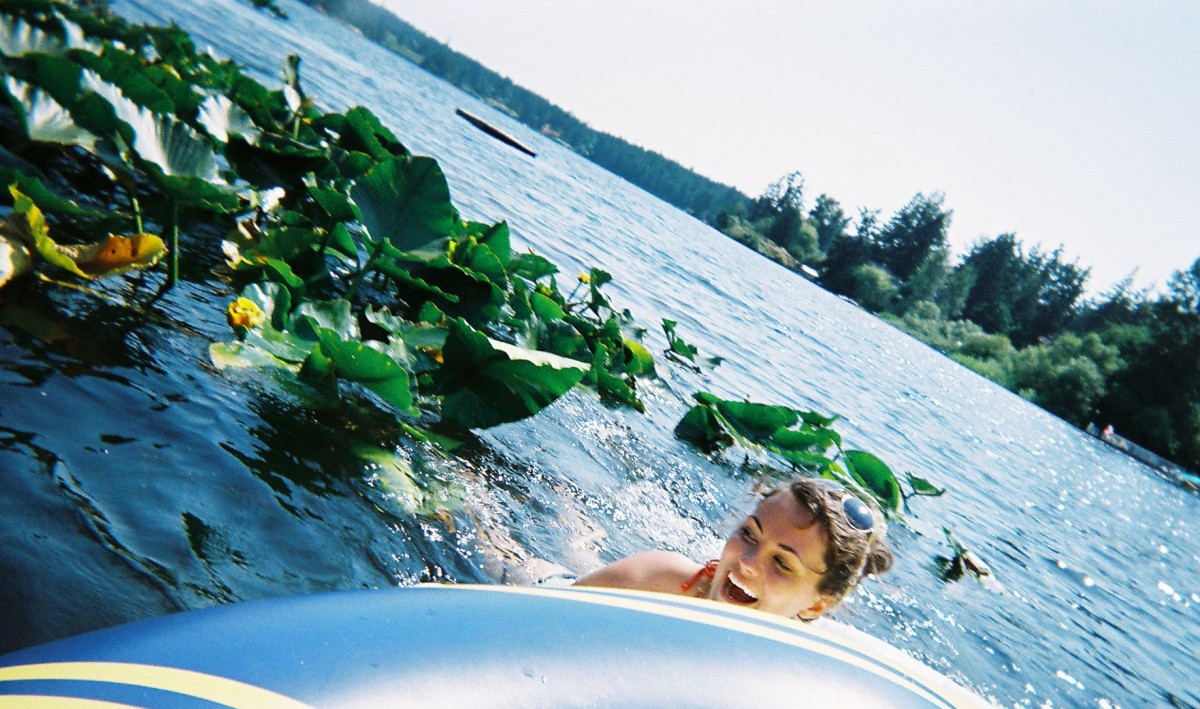 Bibi Swimming in Thetis Lake, Canada