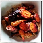 Roasted beets & sweet potatoes with couscous